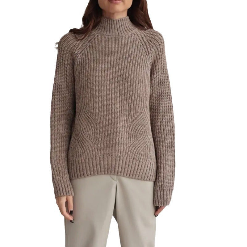 Pull en tricot pour femmes avec col montant et motif vague décoratif Chic und Stil