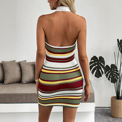 Femme Robe Mini Polo Tricotée Chic und Stil
