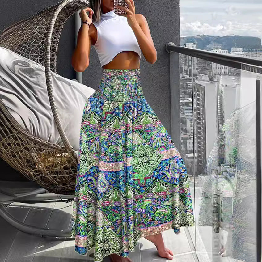 Jupe maxi boho pour femme avec taille élastique Chic und Stil