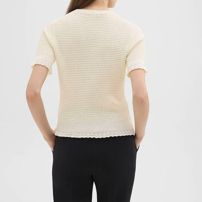 Haut à manches courtes en tricot texturé Chic und Stil pour femmes