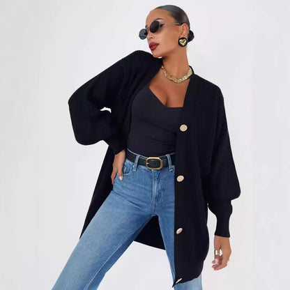 Cardigan en grosse maille pour femmes avec détails de boutons Chic und Stil