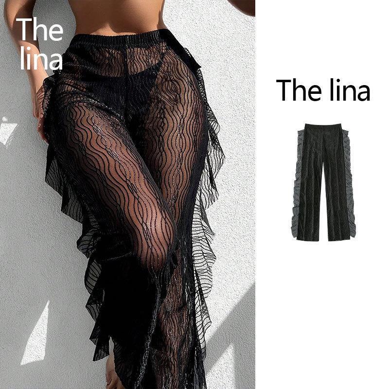 Dames shorts transparents à volants pantalon de plage Chic und Stil