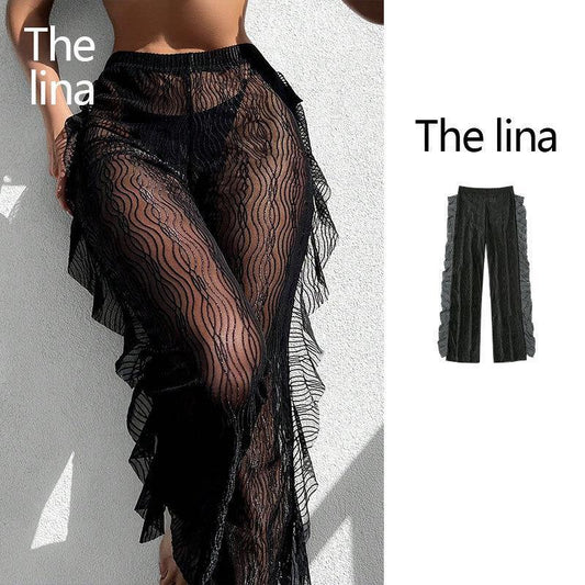 Dames shorts transparents à volants pantalon de plage Chic und Stil