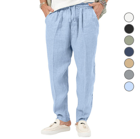 Light linen pants for men with elastic waist and practical pockets Chic and Style