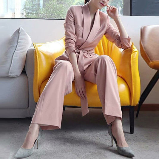 Elegant fitted blazer set for women and wide leg pants Chic and Style