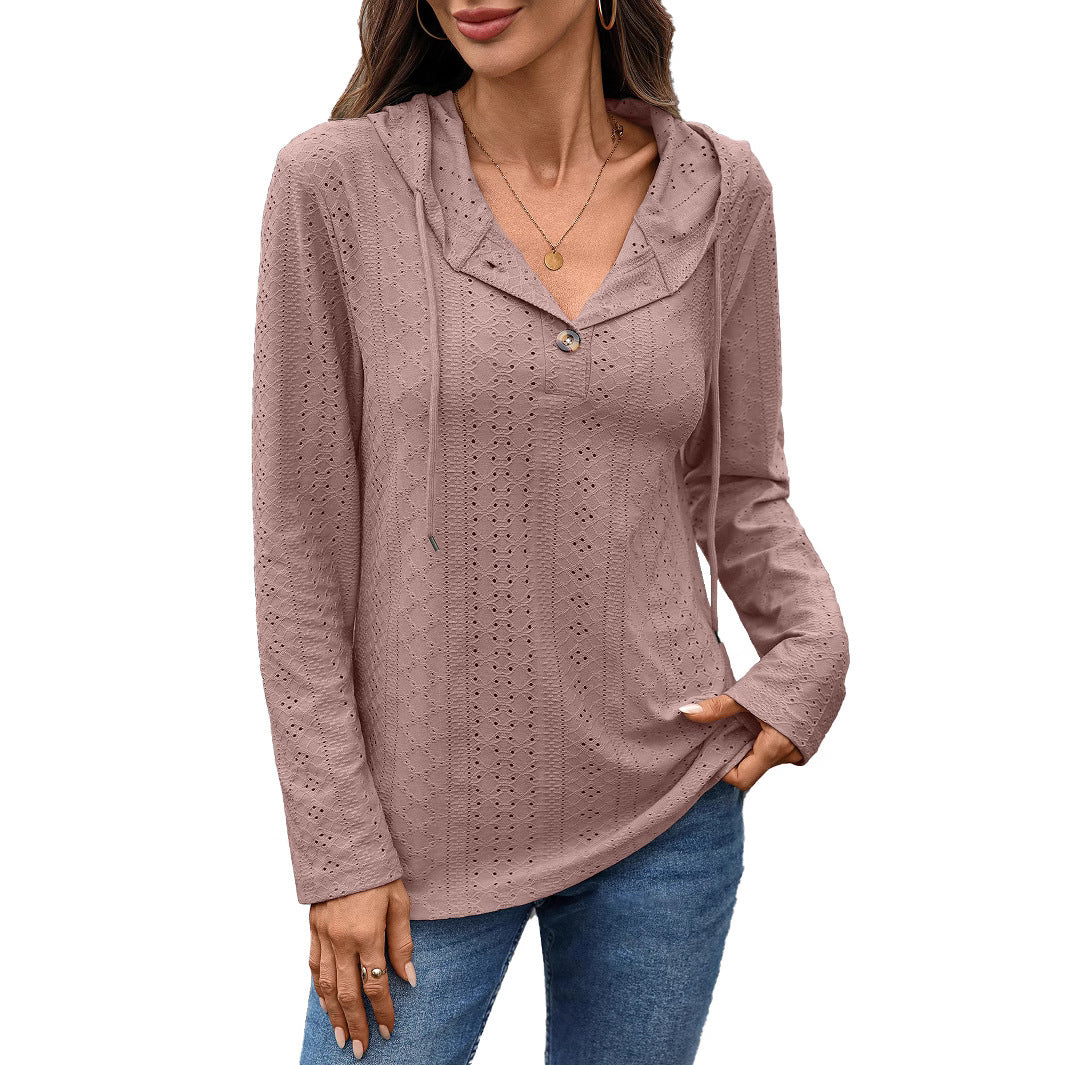Chemisier pour femmes avec un motif de petits trous et capuche Chic und Stil