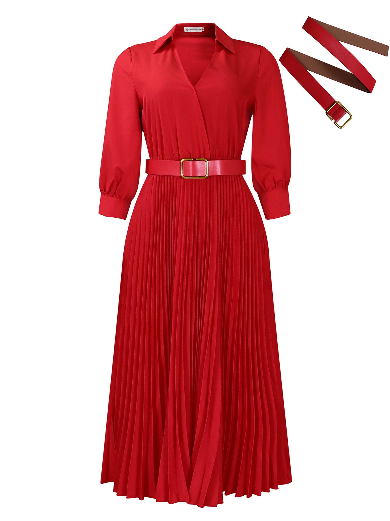 Robe portefeuille plissée pour femmes avec ceinture et joli col Chic und Stil
