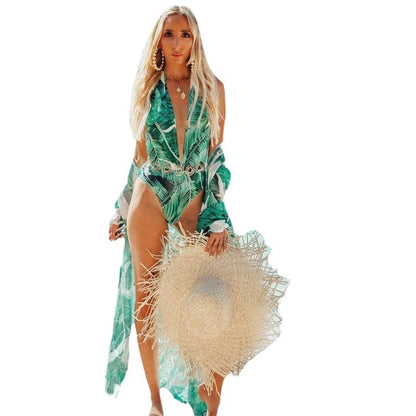 Women's Tropical Print Beach Dress Chic and Style