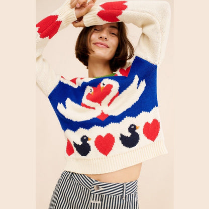 Pull en tricot pour femmes avec motif animal et accents colorés Chic und Stil