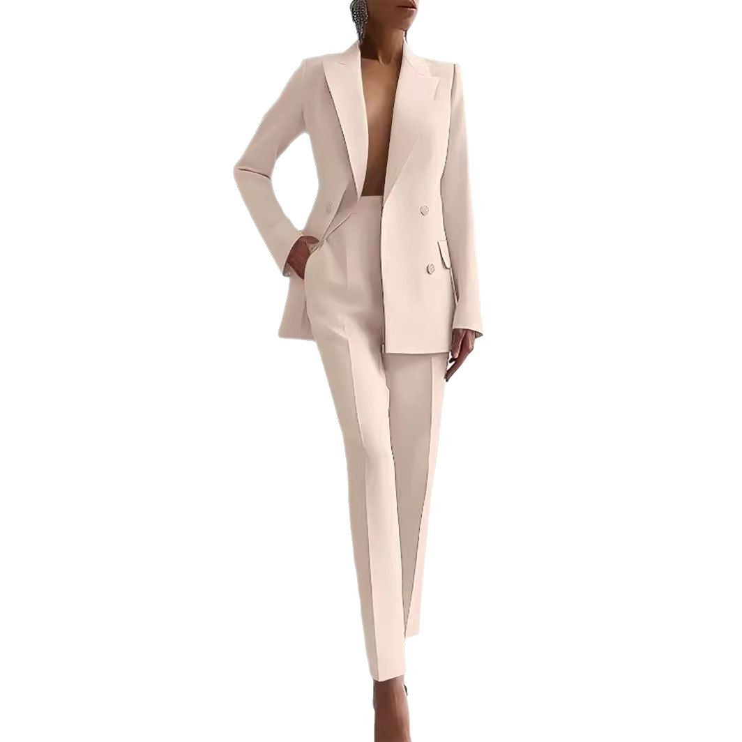 Dames Ensemble de pantalon blazer double élégant Chic und Stil
