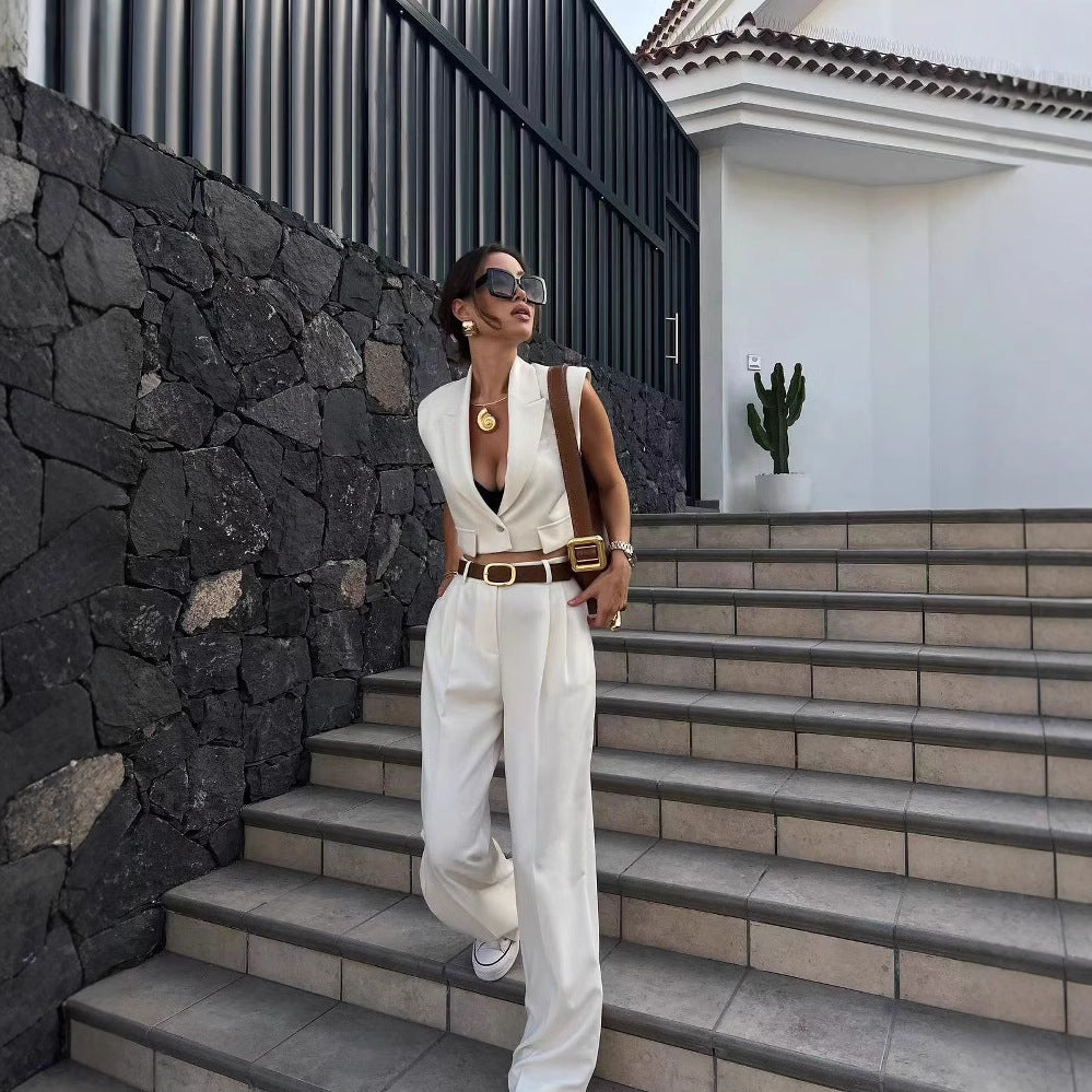 Wide palazzo pants for women with an elegant pleat treatment at the waist Chic und Stil