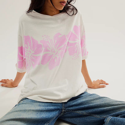 Chemise décontractée pour femmes avec imprimé floral et épaules tombantes Chic und Stil