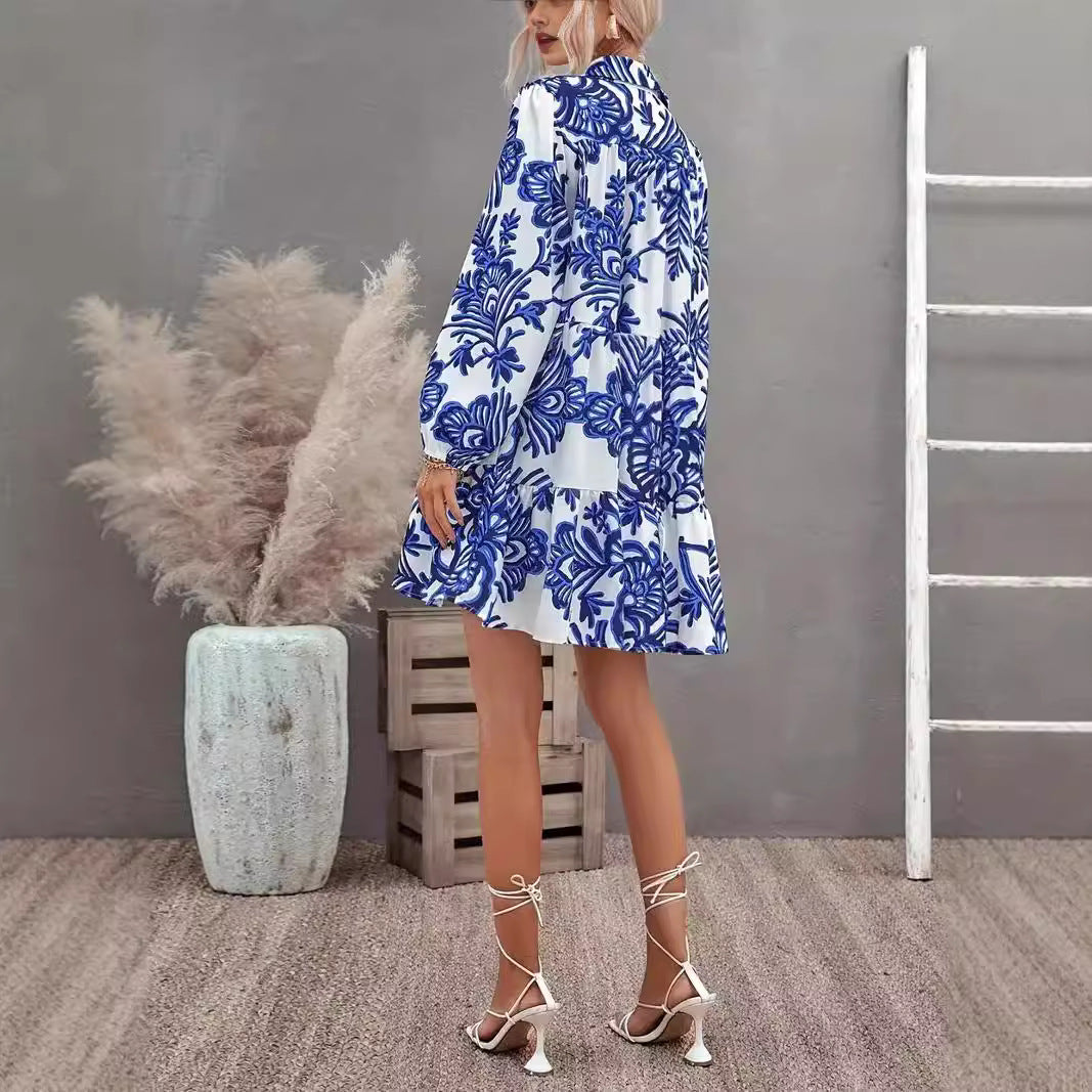 Robe chemise pour femme avec jupe volumineuse et motif floral Chic und Stil
