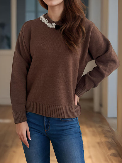Pull décontracté pour femmes avec col décoratif Chic und Stil
