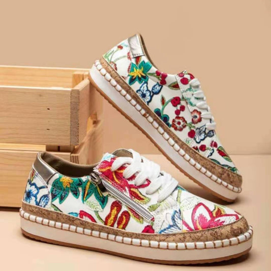 Baskets féminines tendance avec motif floral et fermeture éclair pratique Chic und Stil