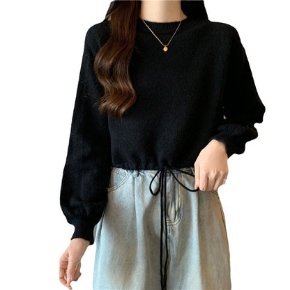 Pull décontracté pour femmes avec cordon de serrage et manches volumineuses Chic und Stil