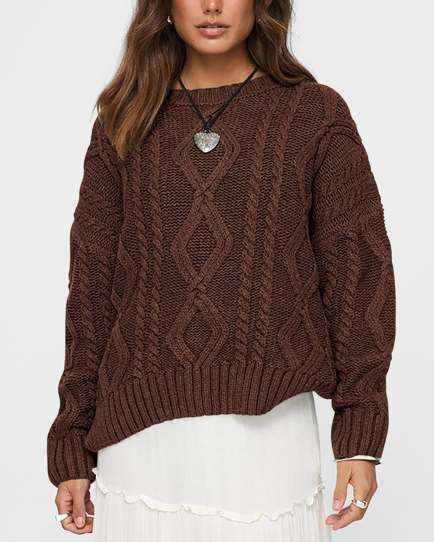 Pull en tricots épais pour femmes avec motif ondulé et coupe ample Chic und Stil