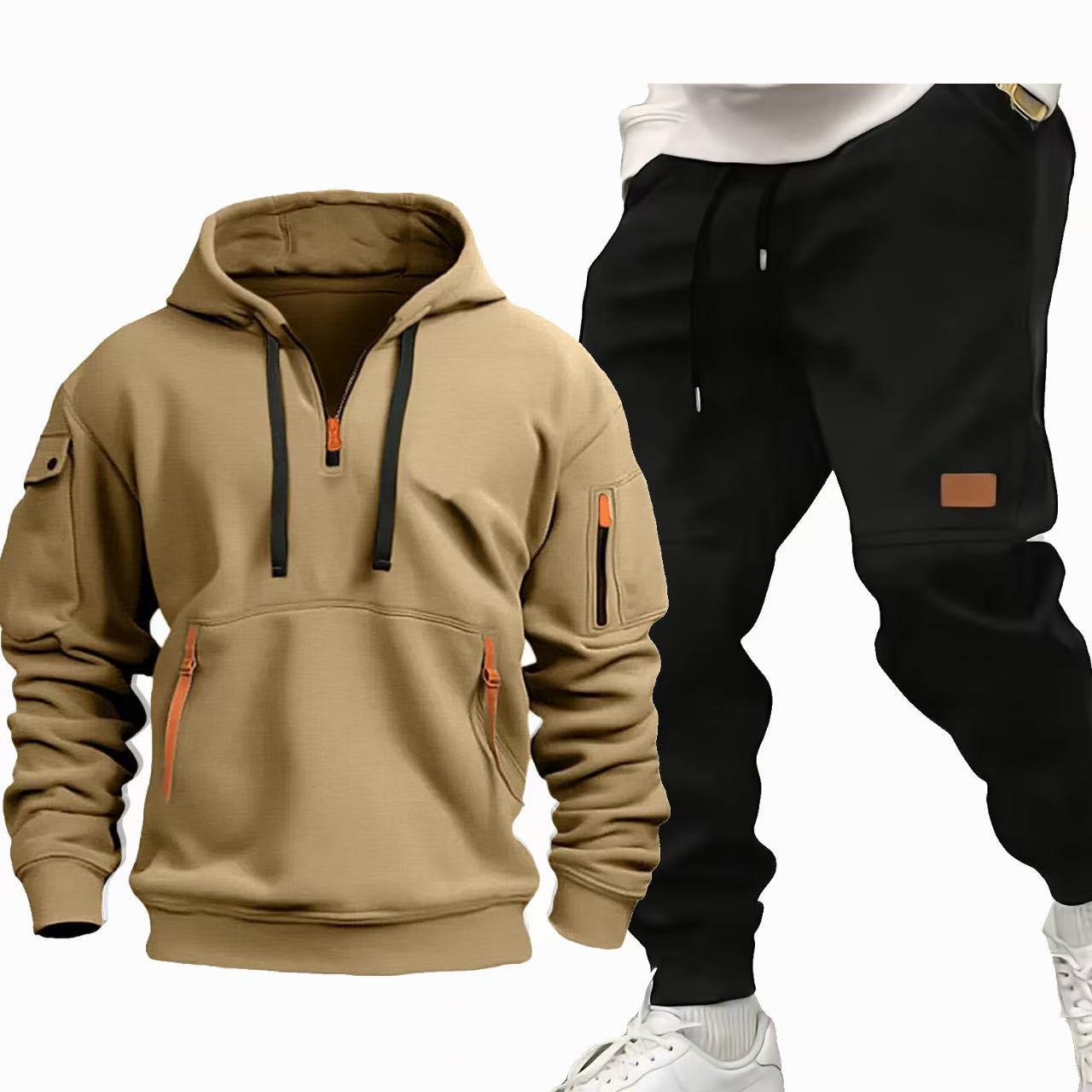 Chic und Stil Functional Hooded Sweatshirt and Jogging Pants Set for Men