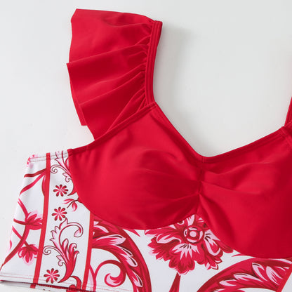 Maillot de bain pour femmes - Ensemble avec une coupe en volants élégante et un design floral Chic und Stil
