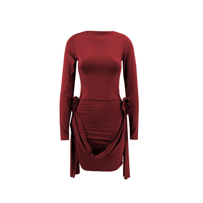 Robe ajustée pour femmes avec des détails en volants et des manches longues Chic und Stil