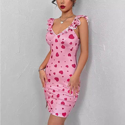 Robes mini ajustées pour femmes avec détails froncés et motif en cœur Chic und Stil