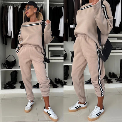 Ladies modern sporty tracksuit with stripes Chic and Style