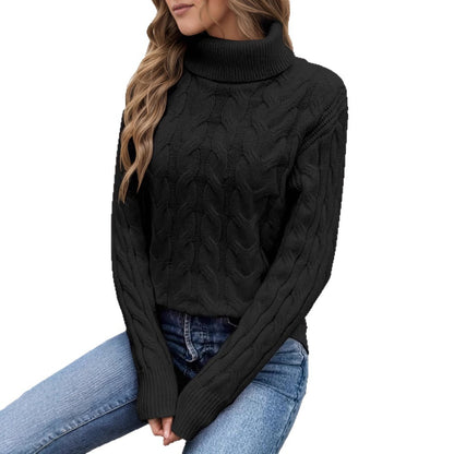 Pull en tricot pour femmes avec col montant et motif en câble Chic und Stil
