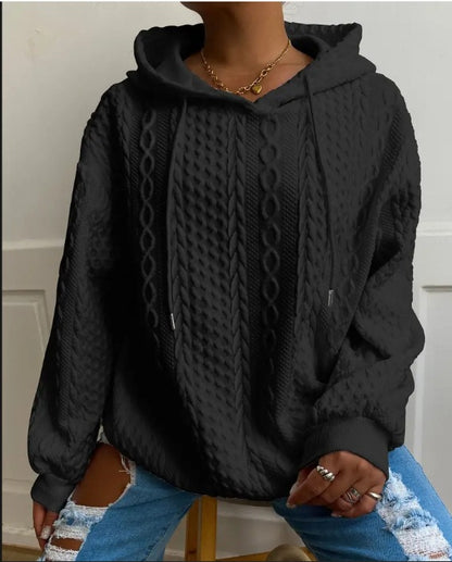 Pull en tricot oversized pour femmes avec effet câble créatif et capuche Chic und Stil