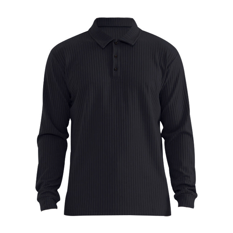 Chemise polo à manches longues pour hommes avec aspect ribbé structuré Chic und Stil