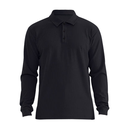 Chemise polo à manches longues pour hommes avec aspect ribbé structuré Chic und Stil