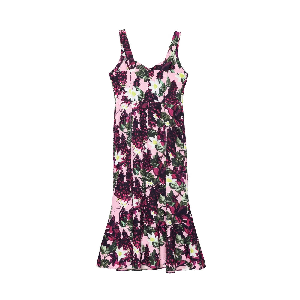 Robe maxi pour femmes au design floral avec un ourlet fluide et un décolleté en V profond Chic und Stil