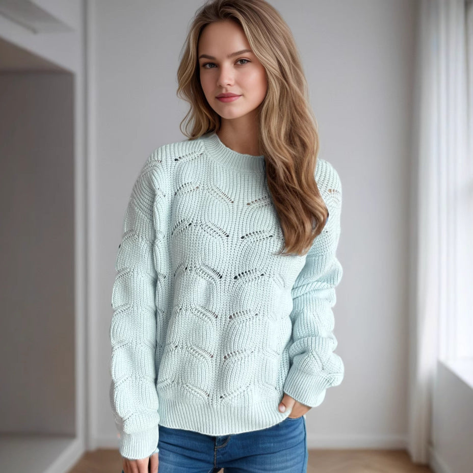 Pullover en grosse maille pour femmes avec un motif romanesque en torsade et des manches larges Chic und Stil
