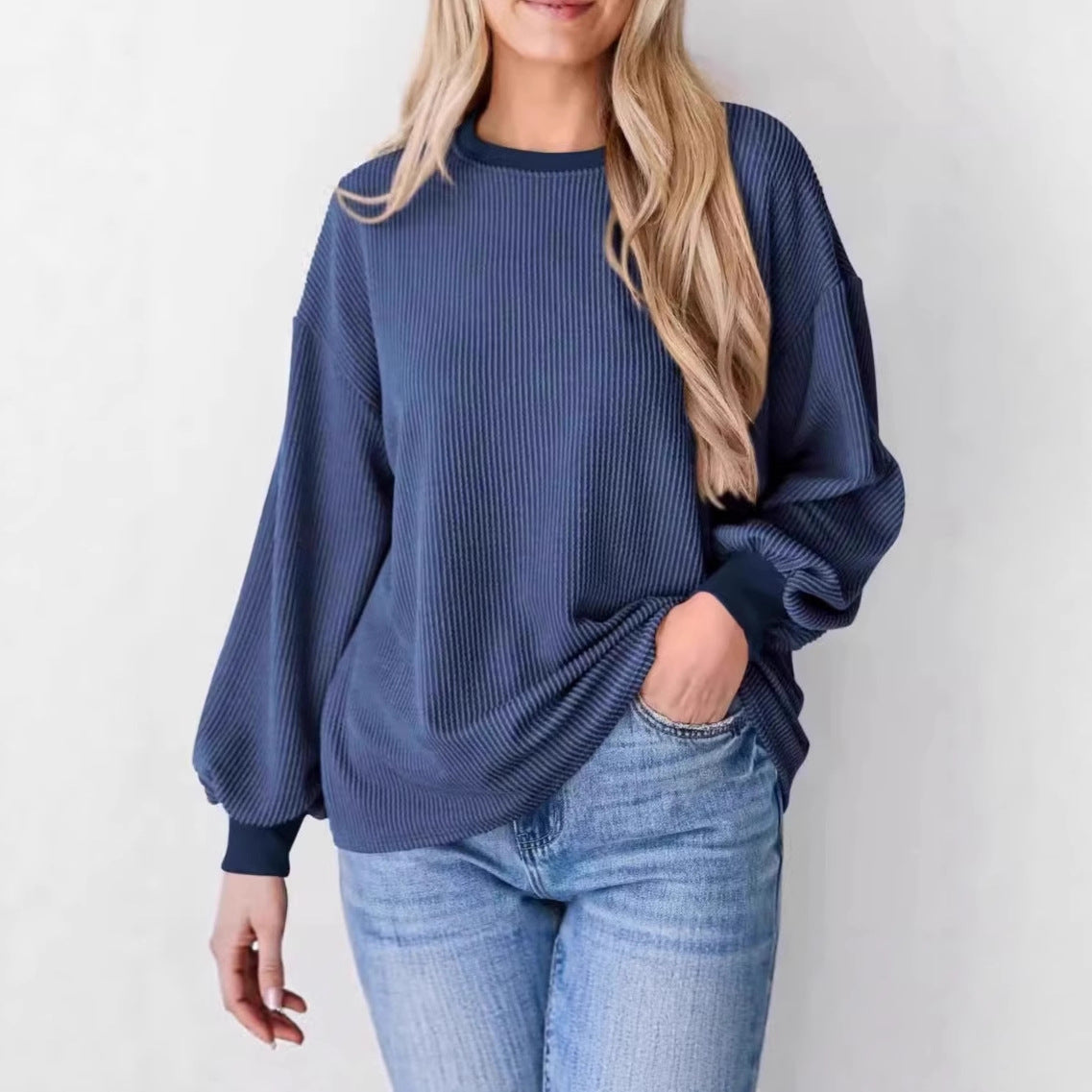 Pull en rib avec des manches amples pour femmes Chic und Stil
