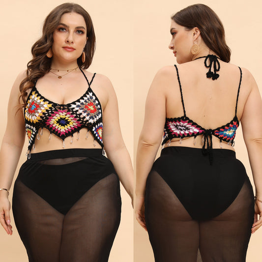Bralette au crochet pour femmes avec des accents de perles colorées Chic und Stil