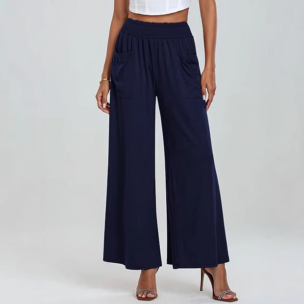 Wide palazzo pants for women with elastic waistband and practical pockets Chic and Style