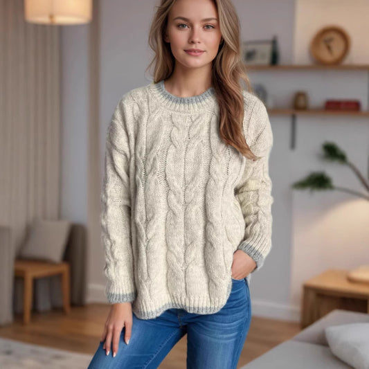 Pull en grosse maille pour femmes avec un motif torsadé unique et une coupe décontractée Chic und Stil