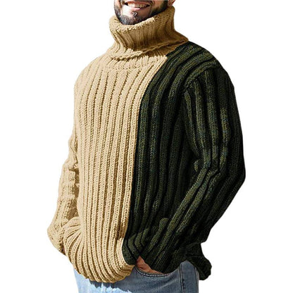 Pull en tricot pour hommes avec col montant moderne et design en dégradé de couleurs Chic und Stil