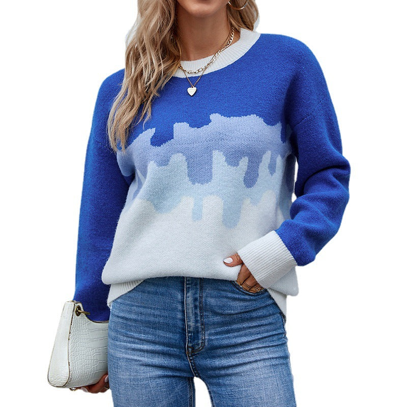 Pull moderne pour femmes avec un dégradé de couleurs créatif et encolure ronde Chic und Stil