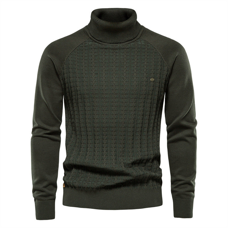 Pull en tricot pour hommes avec col montant tendance et design texturé Chic und Stil