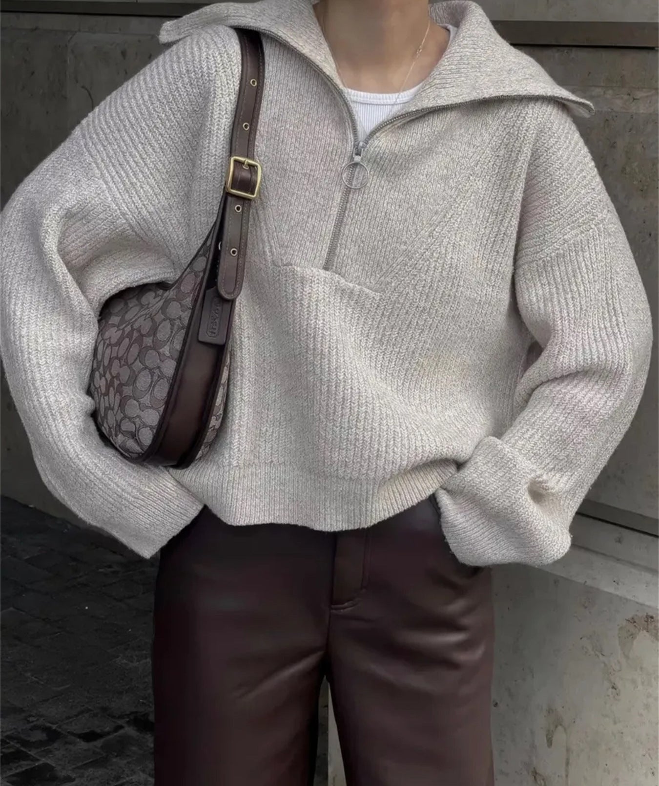 Pull en tricot pour femmes avec zipper et coupe décontractée Chic und Stil