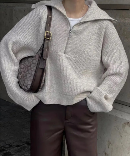 Pull en tricot pour femmes avec zipper et coupe décontractée Chic und Stil