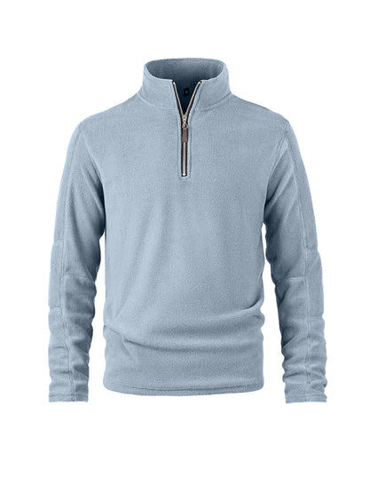 Fleece pullover for men with a high collar and practical zip details Chic and Style