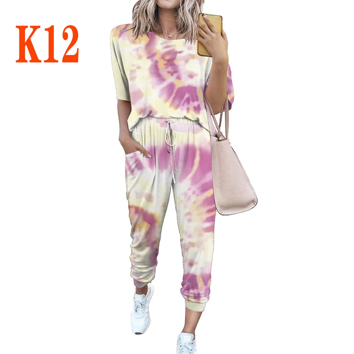 Dames combinaison décontractée légère avec un motif tie-dye frappant et des poches pratiques Chic und Stil