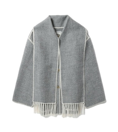 Fringed jacket for women with elegant trim at the hem Chic and Style