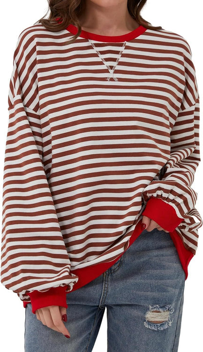 Femme pull décontracté avec motif rayé saisissant et bords élastiques Chic und Stil