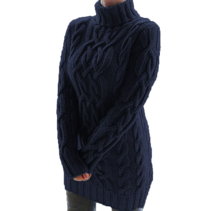 Pull-over en maille pour femmes avec col montant et motif en torsades original Chic und Stil