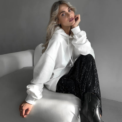 Dame Sweat à capuche oversize avec inscription déclaration Chic und Stil