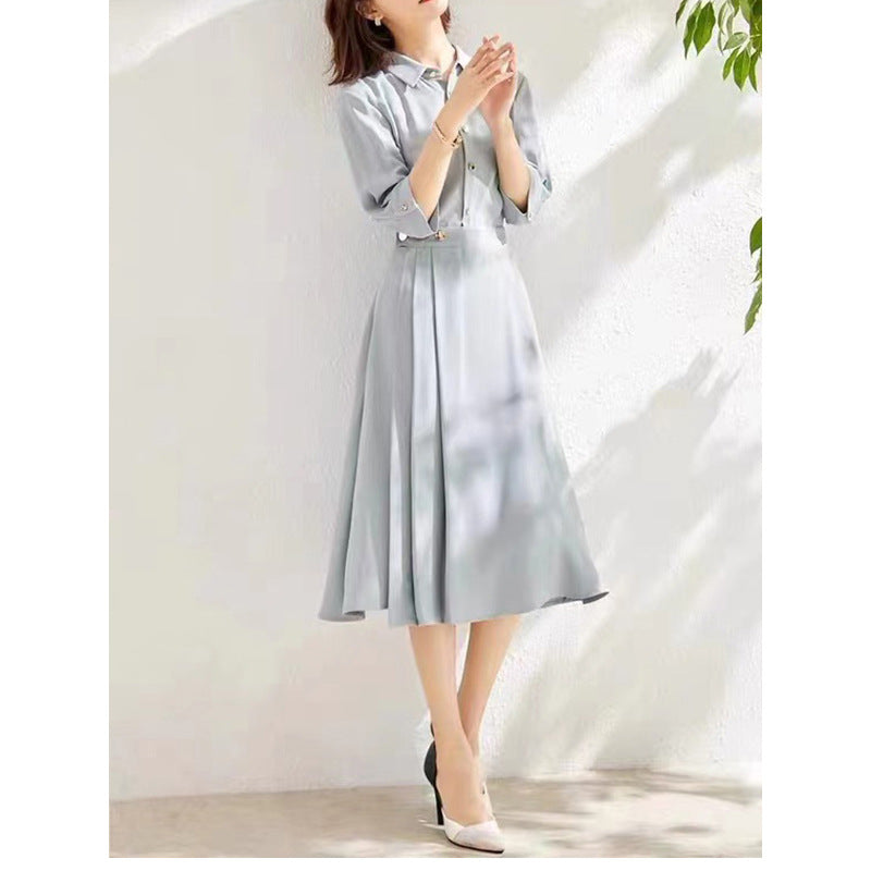 Robe chemise élégante pour femmes avec jupe plissée Chic und Stil
