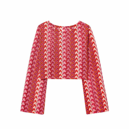 High-waisted ladies palazzo pants with modern wave pattern Chic and Style