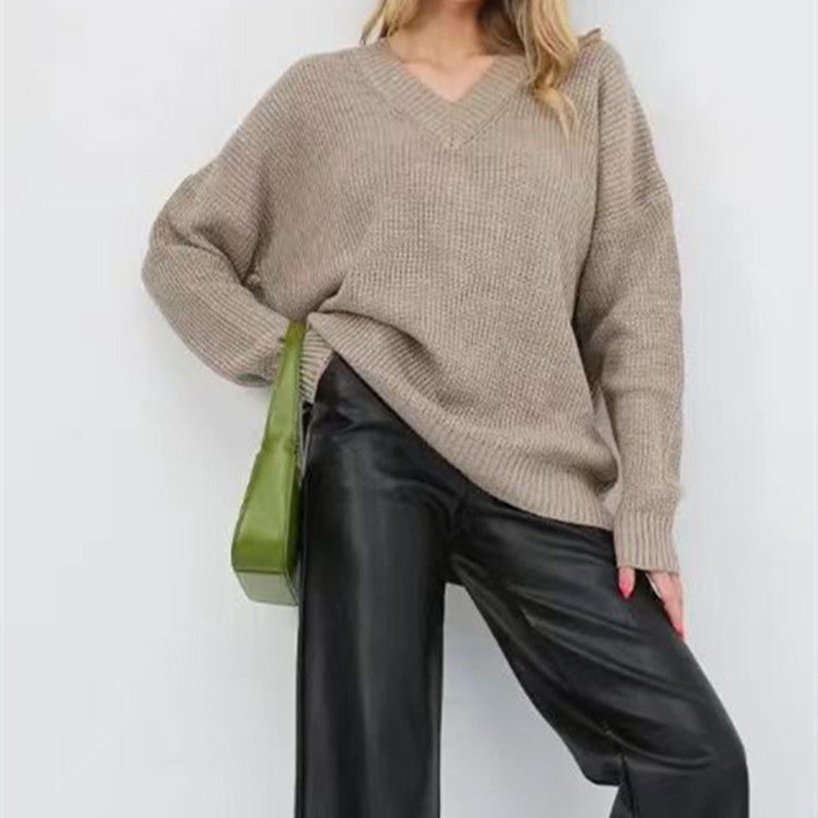 Pull femme à col en V et coupe décontractée Chic und Stil
